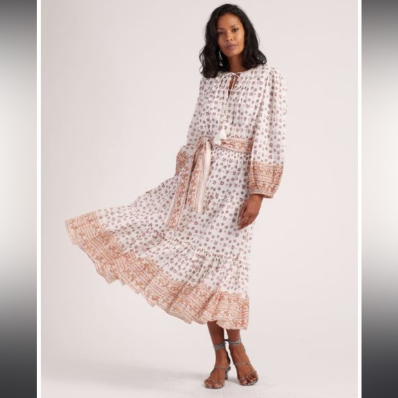 Cleobella Blakely midi dress cottagecore prairie bohemian floral v neck casual - Picture 12 of 13